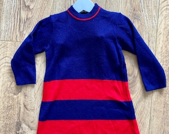 Vintage 1980’s little girls knitted sweater dress Age 2-3