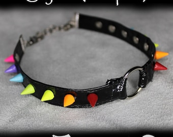 True Colors Pride Spiked PVC O-Ring Choker choose your flag Rainbow Ace Trans Bi Pan Agender Genderfluid NonBinary queer love wins goth cute