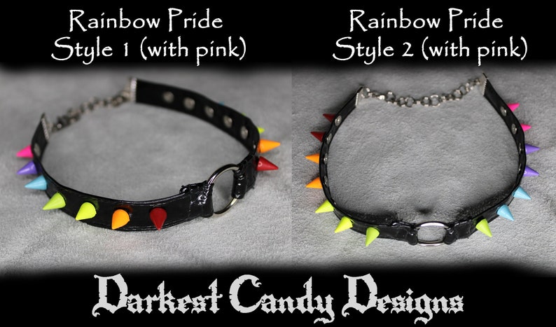True Colors Pride Spiked PVC O-Ring Choker choose your flag Rainbow Ace Trans Bi Pan Agender Genderfluid NonBinary queer love wins goth cute 