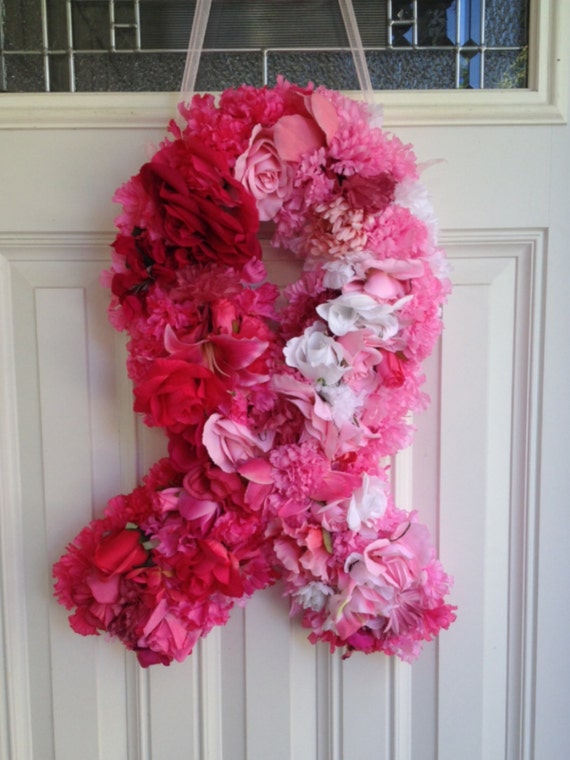 Breast Cancer Awareness Ribbon Wreath Pink Ribbon Wreath Etsy