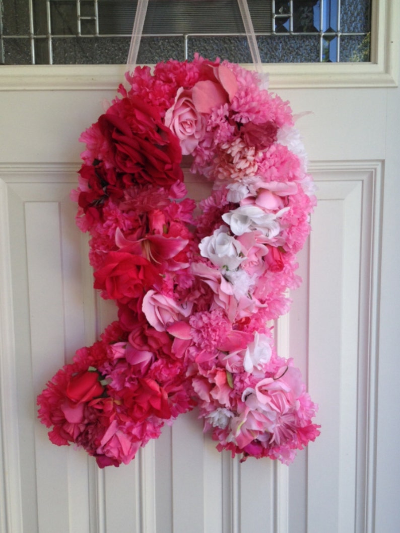 Breast Cancer Awareness Ribbon Wreath Pink Ribbon Wreath Etsy