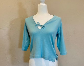 Vintage 1990s Front Tie Cropped Top Moda Int'l Size Medium