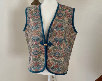 Vintage 1990s Boho Tapestry Vest Luiza One Size Waistcoat