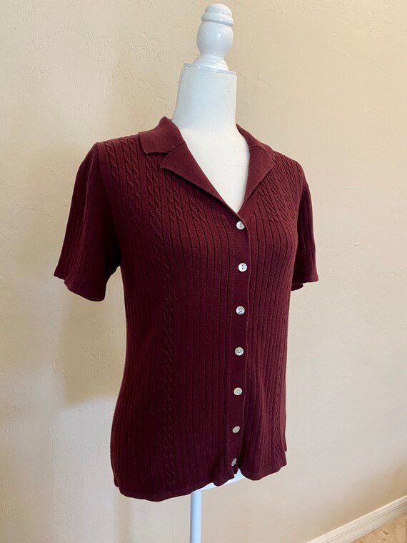 Vintage 90s Button Up Collared Sweater Shirt Wort… - image 3