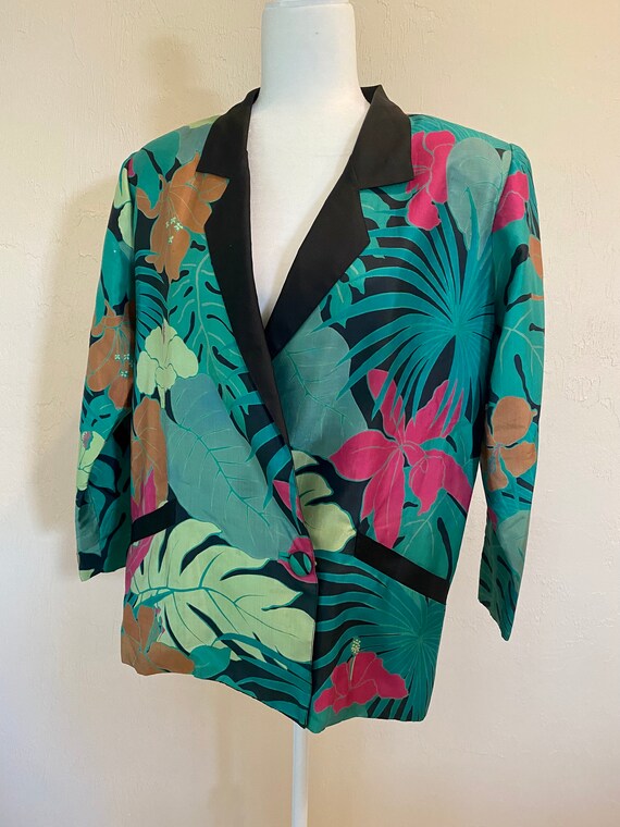 Vintage 1980s Silk Tropical Blazer First Lady Vil… - image 2