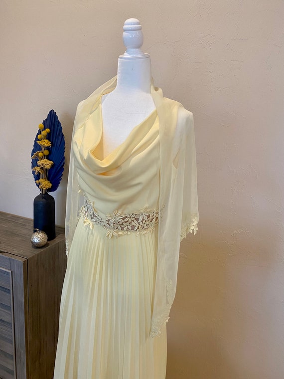 Vintage 1970s Formal Dress and Shawl with Delicat… - image 3