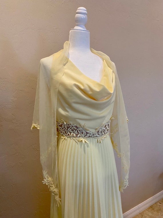 Vintage 1970s Formal Dress and Shawl with Delicat… - image 9