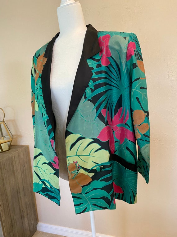 Vintage 1980s Silk Tropical Blazer First Lady Vil… - image 8