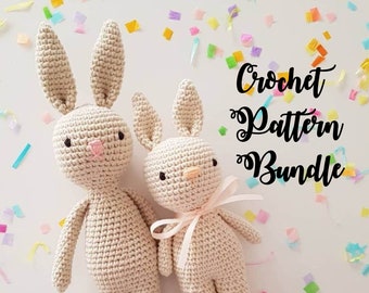 Easter Bunny Pattern Bundle / Crochet Bunny Pattern / Amigurumi Bunny Pattern / Two Rabbit Pattern Pack