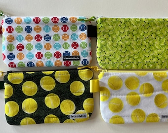 Small Tennis Ball Print Zip Pouch (listing is for 1 pouch from 4 color choices)