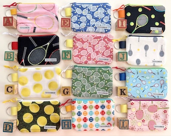 X-Small Tennis Print Zip Pouch (Listing is for 1 pouch from 12 premium fabric choices!)