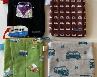 Medium Van/Car Print Zip Pouch (listing is for 1 pouch from 4 color choices)