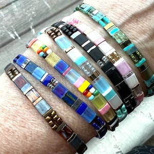 Serenity Prayer Charm Tila Bead Bracelet