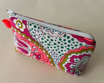 Bright Vintage Fabric Stand Up Zip Pouch