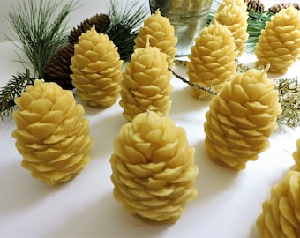 Natural Beeswax Pinecone Pillar Candle