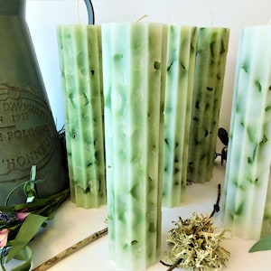 Velas de pilar com aroma de árvore perene feitas à mão