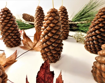 Scented Pinecone Pillar Candle: Paraffin or Beeswax, Handmade