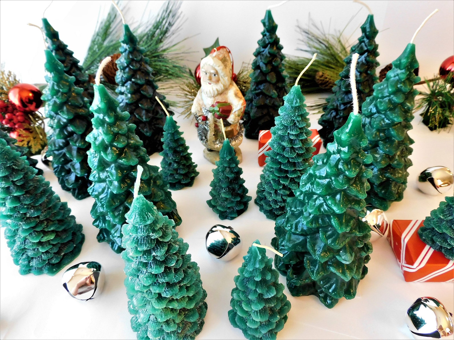 Evergreen Scented Christmas Tree Pillar Candles Etsy