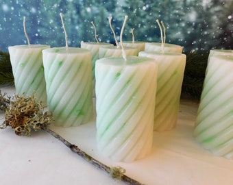 Handcrafted Cypress and Bayberry Swirl Pillar Candle