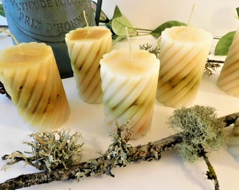 Handmade Sandalwood Scented Swirl Pillar Candles