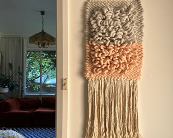 Soft cell woven wall hanging - blush/ grey