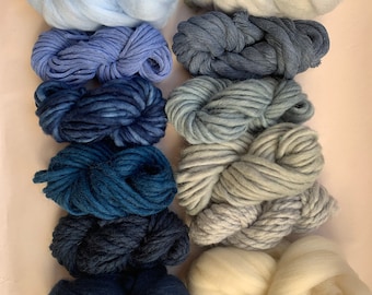 Blue sky  Yarn and fibre pack for weaving