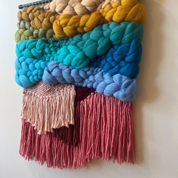 Rainbow landscape  woven wall hanging