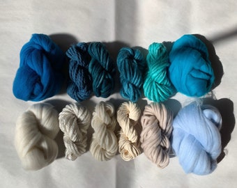 Summer reef Yarn and fibre pack for weaving