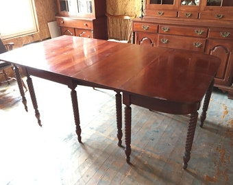 Consider H. Willett Solid hardwood Cherry Rope Gate Leg Dining Table +  Demilune Duncan Phyfe style Drop leaf 84"