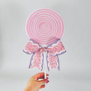 Pink Lollipop Decoration, Fake Lollipop, Lollipop Ornament, Wreath Attachment, Pink Peppermint Lollipop