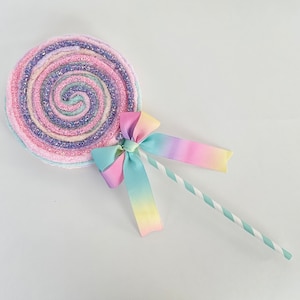 Pink Lollipop Decoration, Fake Lollipop, Lollipop Ornament, Wreath Attachment, Pink Peppermint Lollipop