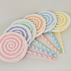 Whimsical Glitter Swirl Lollipops | Fake Candy Decor | Candy Land Christmas