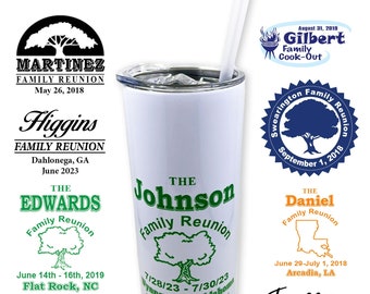 20 oz Family Reunion Tumbler with clear sliding Lid and clear straw | Gift or Party Favor | As Seen On Twitter, Instagram and Pinterest.