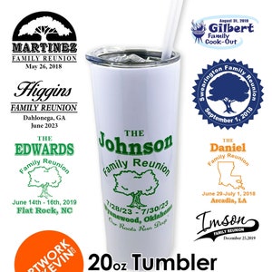 20 oz Family Reunion Tumbler with clear sliding Lid and clear straw Gift or Party Favor As Seen On Twitter, Instagram and Pinterest. image 1