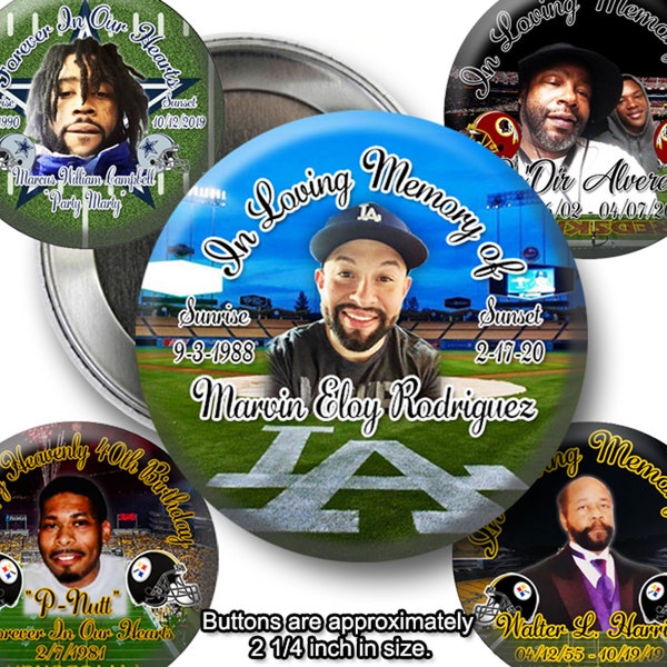 In loving Memory of Sports Themed Memorial 2 inch Pin back Buttons
