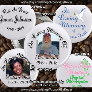 100 In loving Memory of Rest In Peace 2 inch Pin back Buttons image 1