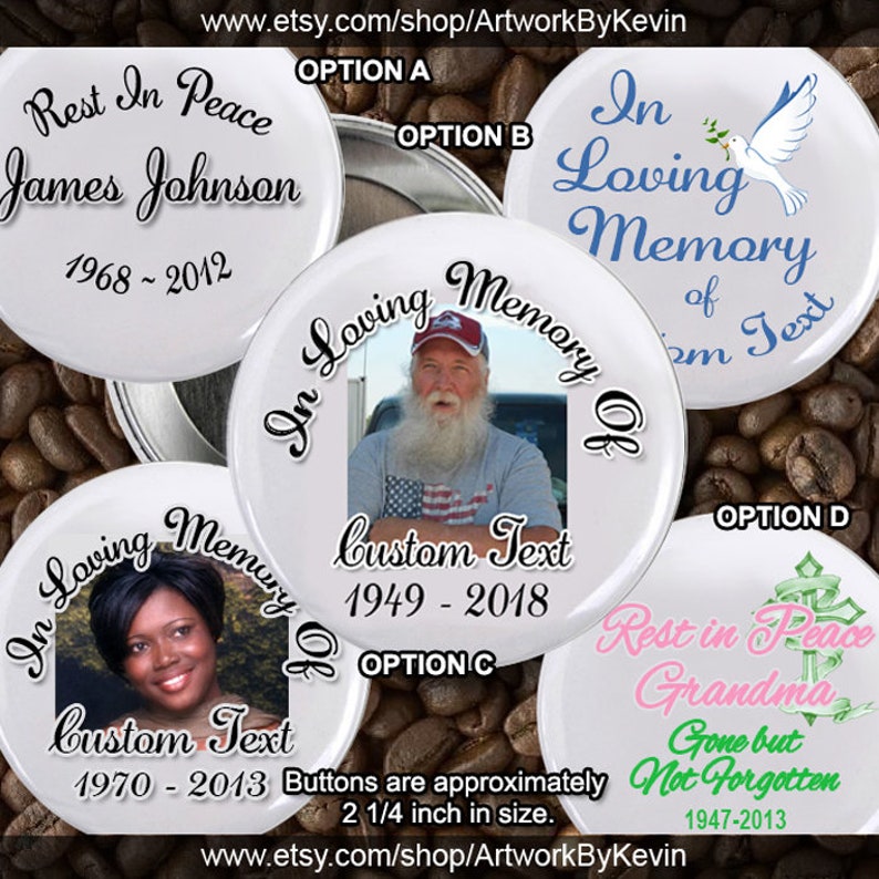 In loving Memory of Rest In Peace 2 inch Pin back Buttons image 1