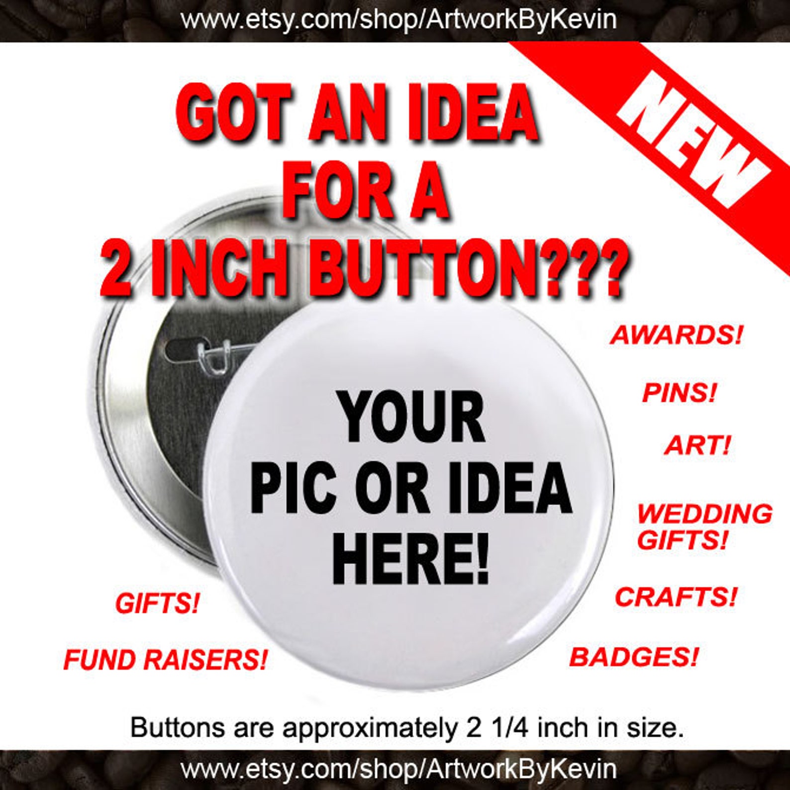 30 - 2 Inch Button Custom Personalized Pinback - Etsy