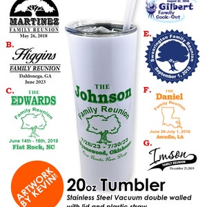 20 oz Family Reunion Tumbler with clear sliding Lid and clear straw Gift or Party Favor As Seen On Twitter, Instagram and Pinterest. image 2