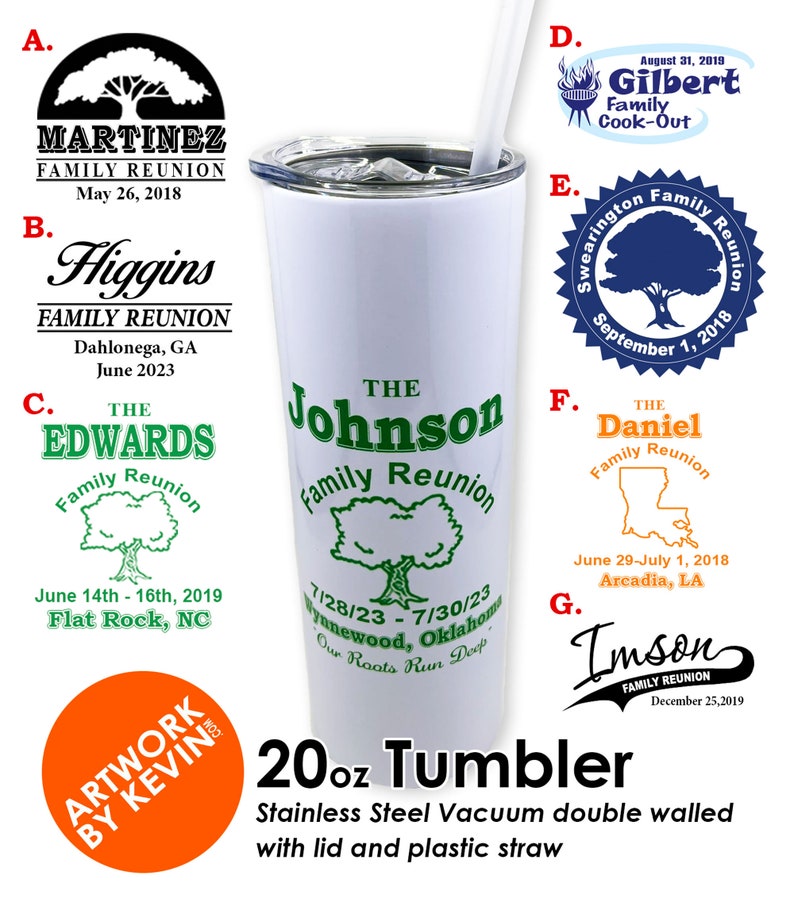 20 oz Family Reunion Tumbler with clear sliding Lid and clear straw Gift or Party Favor As Seen On Twitter, Instagram and Pinterest. image 2