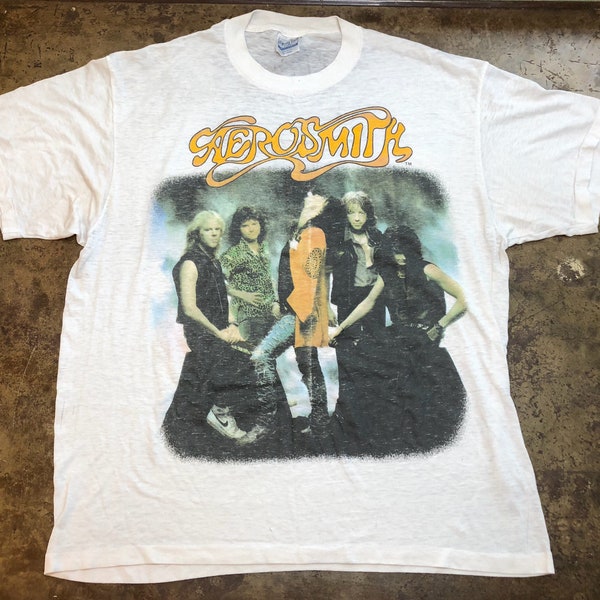Aerosmith Tshirt Walk This Way Vintage 80s Nike Run DMC Shirt Soft And Thin Single Stitch Rare Spring Ford Tag Steven Tyler Tee Large