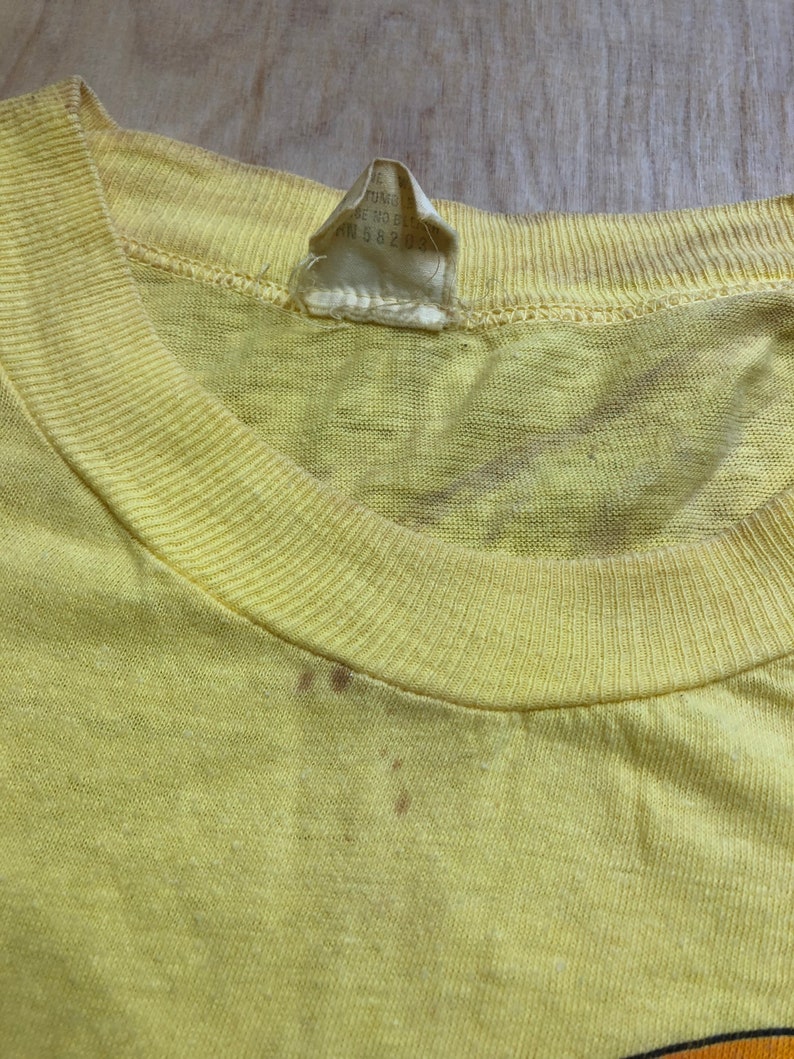 Vintage Poly Tees Hawaii Tshirt 70s 80s Yellow Parrot Ocean Landscape Cotton Shirt Size Large