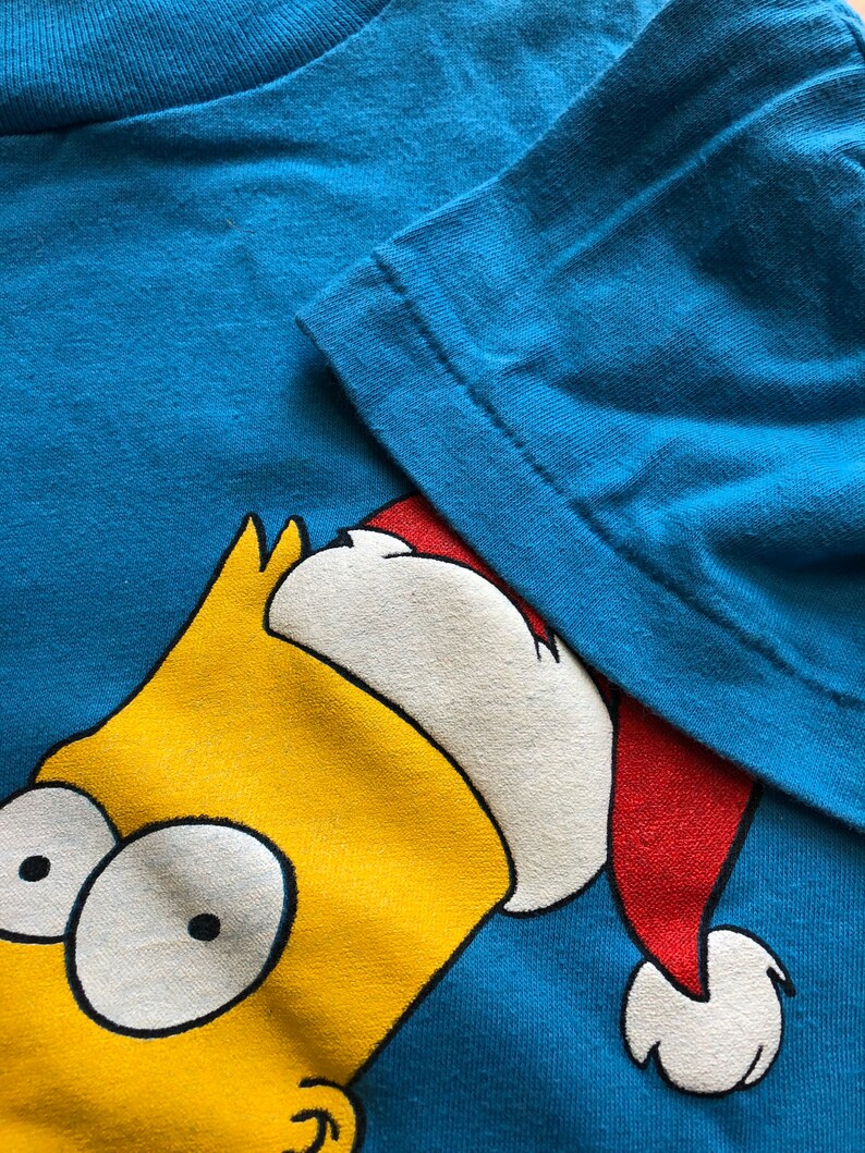 Vintage Bart Simpson Tshirt 1990 90s Christmas The Simpsons Tv Television Cartoon Tee Size Boys Medium 1214