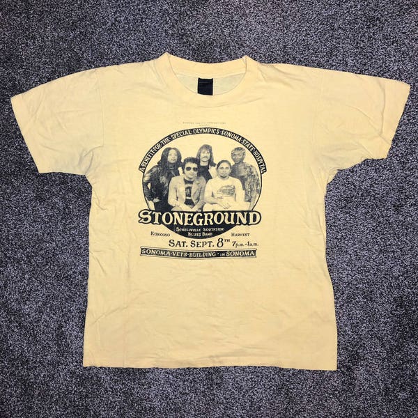 StoneGround 1979 Vintage Rock Tshirt 70s Super Rare Band Blues Shirt LG VTG Tee