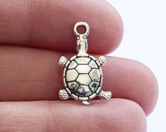 Turtle Charms, Silver Turtle Charms, 18x11mm, Antique Silver Turtle Charms, Animal Charms, Reptile Charms, Box Turtle Charm, Bulk Charms