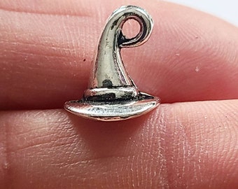 Witch Charm, Antique Silver 3D Witch's Hat Charm, Fairytale Charm, Wizard Charm, Halloween Charm, 11x11mm, Hat Charm