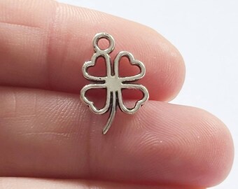 10, 20, or 50 Antique Silver Shamrock Charms, 17x11mm, Irish Charms, Four Leaf Clover Charms, Silver Clovers, St. Patrick's Day Charms