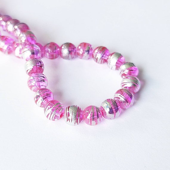 SALE--6mm Pink Glass Beads, 6mm Glass Beads, 6mm Marble Beads, 6mm Mini  Beads