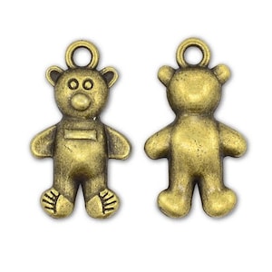 10, 20 or 50 Charms,  Teddy Bear Charm Pendants, Antique Bronze, Bear Charms, Wholesale charms