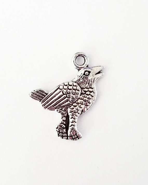 PARROT CHARMS 28 x 16mm 10 x BIRD SILVER TONE SAME DAY POSTAGE